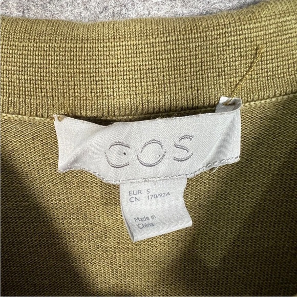COS Polo Size Small Mens Green Silk Blend Short Sleeve Collared Button Up Top - Picture 3 of 9
